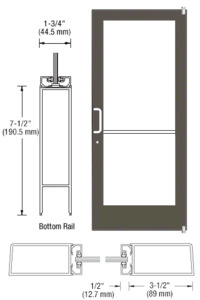 CRL-U.S. Aluminum Bronze Black Anodized Custom Single Series 400 Medium Stile Offset Pivot Entrance Door for Surface Mount Door Closer