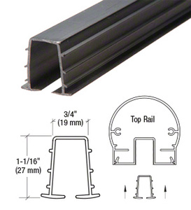 CRL Black Top Rail Glazing Vinyl for 1/4" Monolithic and 5/16" Thick Laminated Glass - 12'
