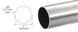 CRL Brushed Stainless 2" Diameter Round .050" Tubing - 236"