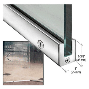 CRL Polished Stainless 1-3/8" LH Tall Slender Profile Door Rails 35-3/4" (908 mm) Standard Length