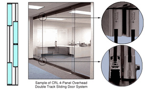 CRL Black Bronze Anodized 4-Panel Overhead Double Track Sliding Door System