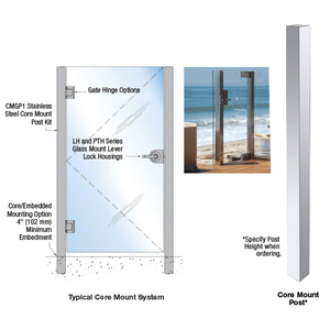 CRL Polished Stainless Steel Core Mount Post Kit for Gates