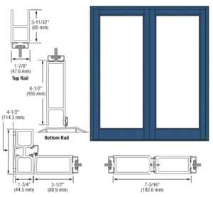 CRL-U.S. Aluminum Custom KYNAR® Paint Blank Pair Series 800 Durafront Medium Stile Offset Hung Entrance Doors- No Prep