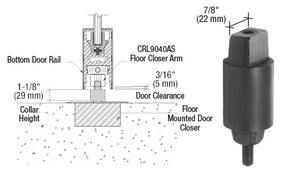 CRL Floor Mounted Closer 1-1/8" Collar Height Tapered Type Spindle