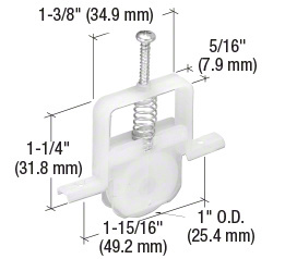 CRL Roulette inférieure pour porte-moustiquaire coulissante, 25 mm (1 po), nylon, pour portes Columbia