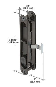 CRL Black Sliding Screen Door Latch and Pull with 5-11/16" Screw Holes