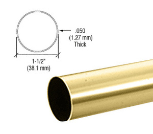CRL Polished Brass 1-1/2" Diameter Round .050" Tubing - 98"