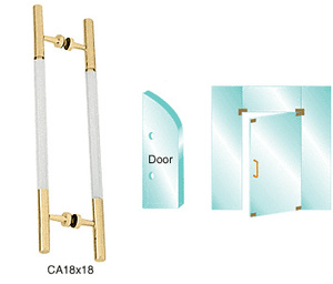 CRL Polished Brass 24-1/2" Overall Length Glass Mounted Ladder Style Pull Handle with Acrylic Semi-Inserts