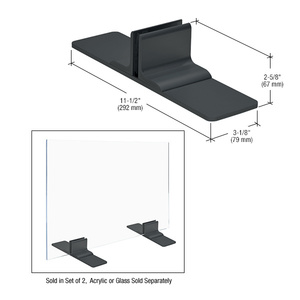 Black Anodized Aluminum Base for 1/4" (6 mm) to 3/8" (10 mm) Acrylic or Glass