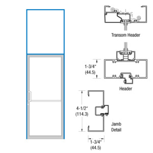 CRL-U.S. Aluminum Clear Anodized Left Hand Transom Frame Open Back for Single Door Prepped for Pair Butt Hinges