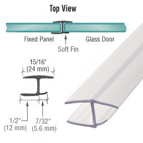 CRL Polycarbonate H-Jamb 180 Degree with One Soft Fin for 3/8" Glass