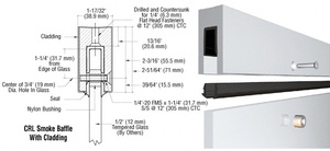 CRL Mill Aluminum Smoke Baffle Base Shoe for 1/2" Glass in a 20' Length