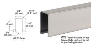 CRL Brushed Stainless U-Channel Cap for 1/2" or 5/8" Glass