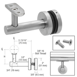 CRL 316 Brushed Stainless Long Arm Malibu Series Glass Mounted