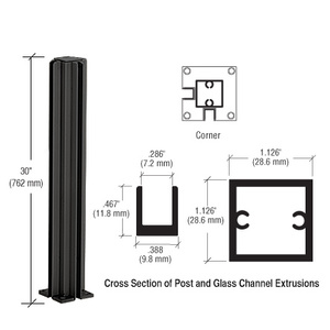 CRL Semi-Gloss Black 30" Corner Design Series Partition Post