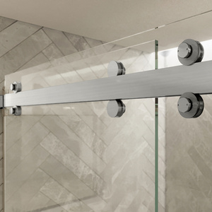 CRL Brushed Stainless Steel Deluxe 180 Degree Cambridge Series Two Door Bypass Sliding Shower Door System