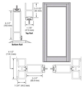 CRL-U.S. Aluminum Clear Anodized Blank Single Series 800 Durafront Medium Stile Center Hung Entrance Door- No Prep