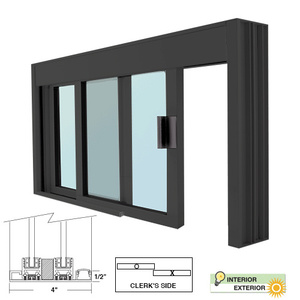 CRL Black Bronze Anodized Standard Size Manual DW Deluxe Service Window Glazed with Full Bottom Track