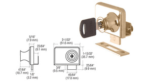 CRL Gold Plated Clamp-On Lock for 1/4" Double Glass Door - Keyed Alike