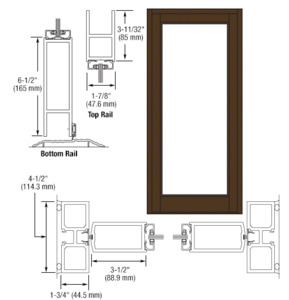CRL-U.S. Aluminum Bronze Black Anodized Blank Single Series 800 Durafront Medium Stile Center Hung Entrance Door- No Prep