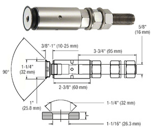 CRL 316 Polished Stainless Post Mounted Stand-Off Spider Fitting