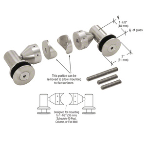 CRL Custom Brushed Stainless Double Arm Fixed Fitting Set for 1/2" Glass