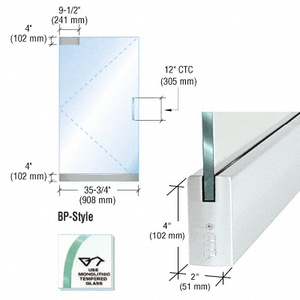 CRL Dry Glazed Frameless Glass 3' BP-Style Satin Anodized Single Door Only Kit - without Lock