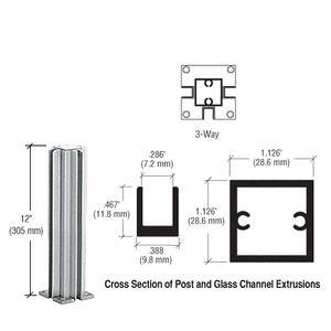 CRL Satin Anodized 12" 3-Way Design Series Partition Post