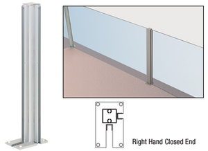 CRL Satin Anodized 36" Right Hand Closed End Standard Partition Post