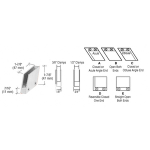 CRL Chrome 1/2" 128 Degree Slant Obtuse End Clamp Type 'C' Stair and Walkway Railing