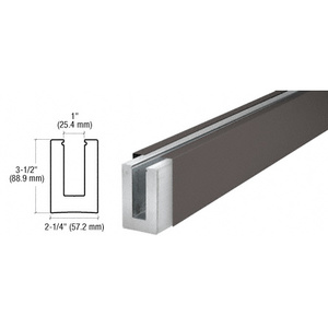 CRL Dark Bronze Anodized Custom B5L Series Low Profile Square Base Shoe Undrilled for 1/2" to 5/8" Glass