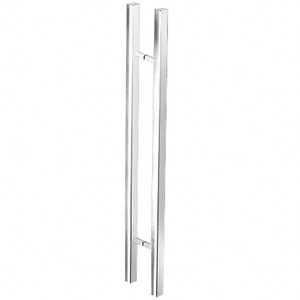 CRL Polished Stainless Glass Mounted Square Ladder Style Pull Handle with Square Mounting Posts - 48"