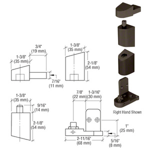 CRL Dark Bronze Right Hand 0P400 Top and Bottom Pivot Set