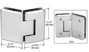 CRL Polished Chrome Pinnacle 135° Adjustable Glass-to-Glass Hinge