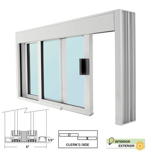 CRL Standard Size Manual DW Deluxe Service Window, Glazed with Half-Track