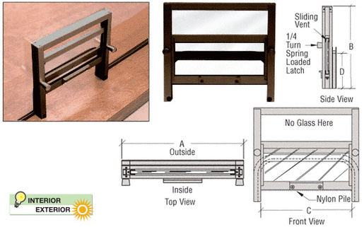 CRL Duranodic Bronze Anodized Vertical Sliding Ticket Window With 8-1/4" x 3-1/2" Opening