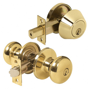 CRL Polished Brass Parkland Steel Security Door Combination Lock Set