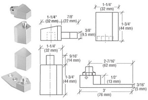 CRL Aluminum Offset Reversible Pivot Set Flush with Frame Face