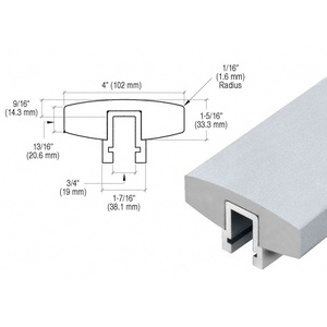 CRL-Blumcraft® Mill Aluminum Custom 398 Series 4" Wide Rectangular Aluminum Cap Rail