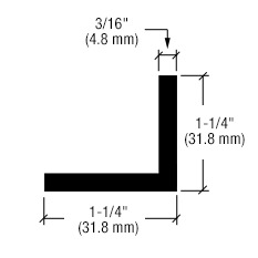 CRL-U.S. Aluminum Custom KYNAR® Paint L-Bar 1-1/4" x 1-1/4" x 3/16" - 21'-2"