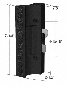 CRL Black Sliding Glass Door Handle Surface Mount with Hook Latch