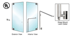 CRL-Blumcraft® Brushed Stainless Left Hand Reverse Glass Mount Keyed Access "Z" Exterior Bottom Securing Panic Handle