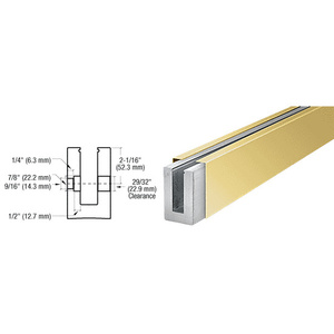 CRL B5S Series Polished Brass Custom Square Base Shoe Fascia Mount Drilled for 1/2" Glass