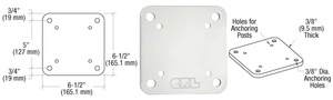 CRL Sky White 6-1/2" x 6-1/2" Square Base Plate