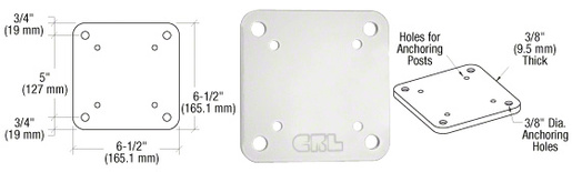 CRL Sky White 6-1/2" x 6-1/2" Square Base Plate