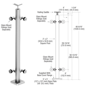 CRL 316 Polished Stainless Custom P1 Series 90 Degree Corner Post Railing Kit