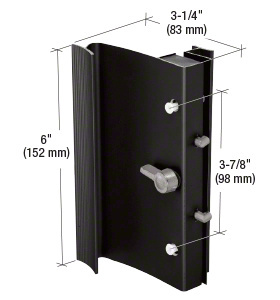 CRL Black Hook-Style Surface Mount Handle 3-7/8" Screw Holes for Ador/HiLite Doors