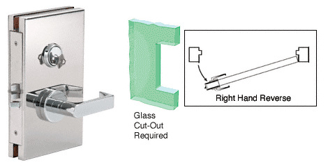 CRL Polished Stainless 6" x 10" RHR Center Lock With Deadlatch in Class Room Function