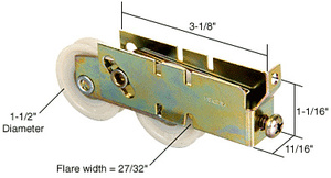 CRL 1-1/2" Tandem Nylon Sliding Glass Door Roller with 11/16" Wide Housing