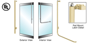 CRL-Blumcraft® Satin Brass Left Hand Reverse Rail Mount Keyed Access "JS" Exterior, Top Securing Panic Handle